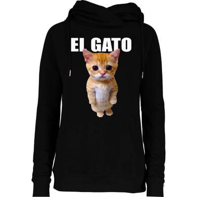 El Gato Meme Sad Crying Cat Munchkin Kitty Meme Trendy Womens Funnel Neck Pullover Hood