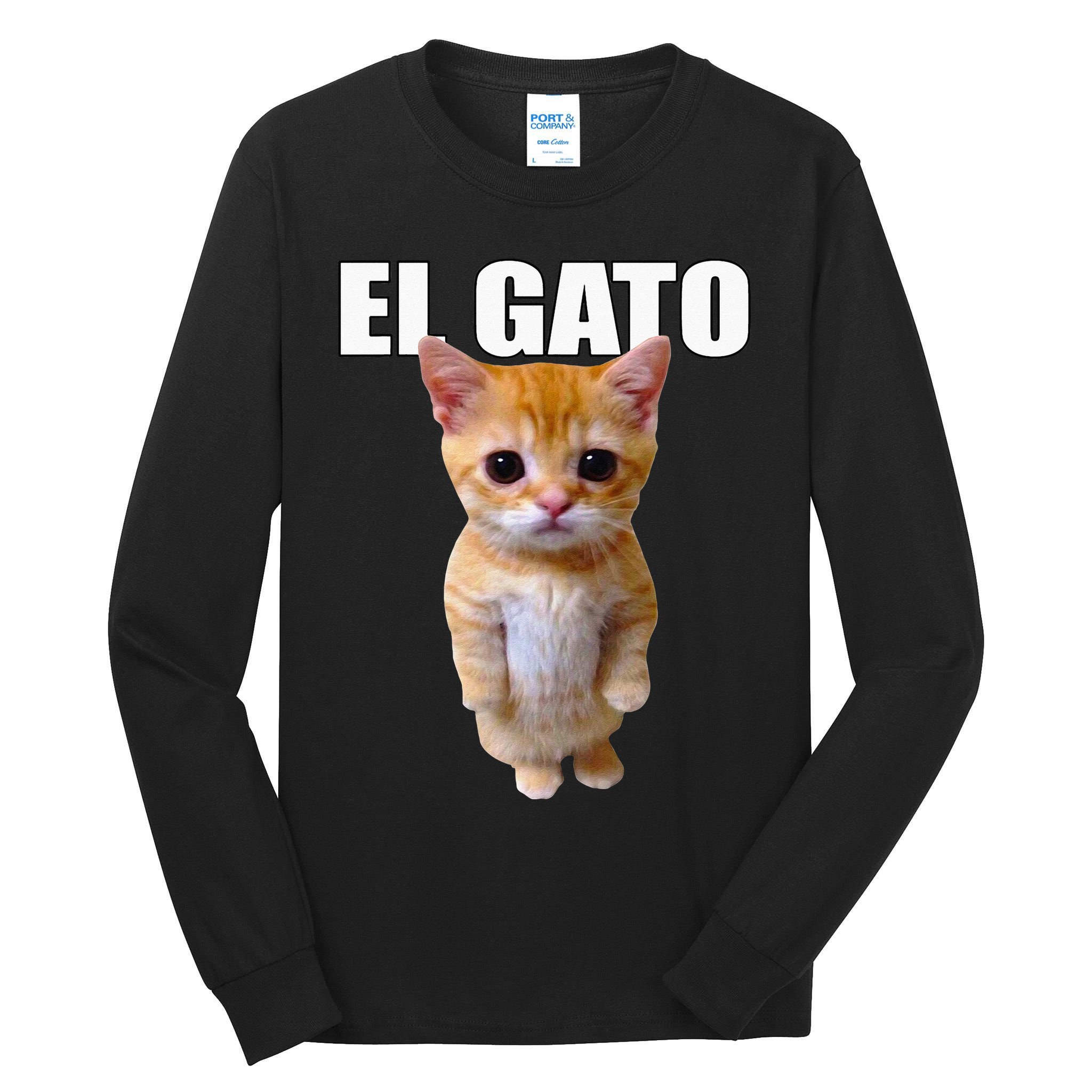 El Gato Meme Sad Crying Cat Munchkin Kitty Meme Trendy Tall Long Sleeve T-Shirt