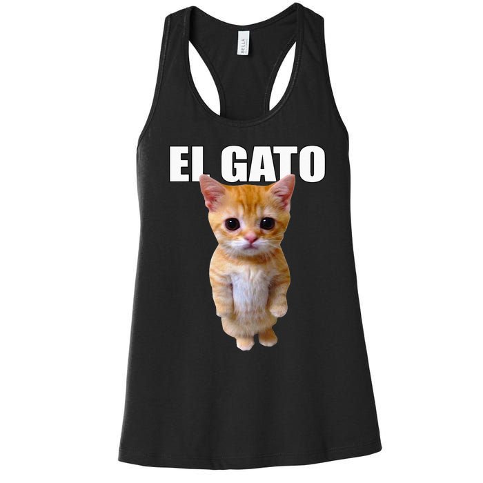 El Gato Meme Sad Crying Cat Munchkin Kitty Meme Trendy Women's Racerback Tank