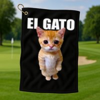 El Gato Meme Sad Crying Cat Munchkin Kitty Meme Trendy Golf Towel