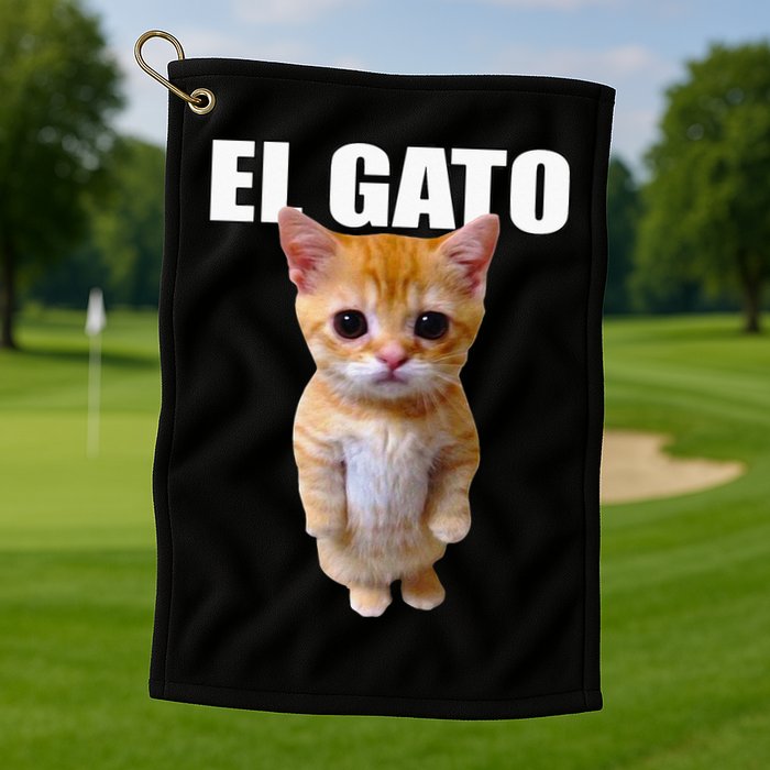 El Gato Meme Sad Crying Cat Munchkin Kitty Meme Trendy Golf Towel