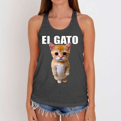 El Gato Meme Sad Crying Cat Munchkin Kitty Meme Trendy Women's Knotted Racerback Tank