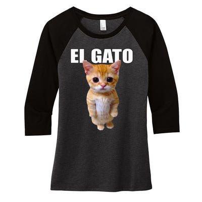 El Gato Meme Sad Crying Cat Munchkin Kitty Meme Trendy Women's Tri-Blend 3/4-Sleeve Raglan Shirt