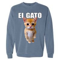 El Gato Meme Sad Crying Cat Munchkin Kitty Meme Trendy Garment-Dyed Sweatshirt