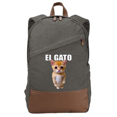 El Gato Meme Sad Crying Cat Munchkin Kitty Meme Trendy Cotton Canvas Backpack
