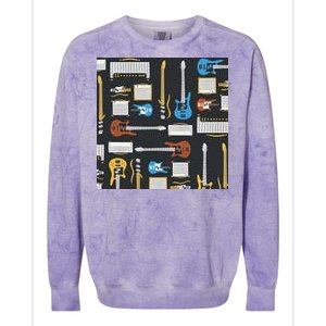 Electric Guitar Musical Colorblast Crewneck Sweatshirt