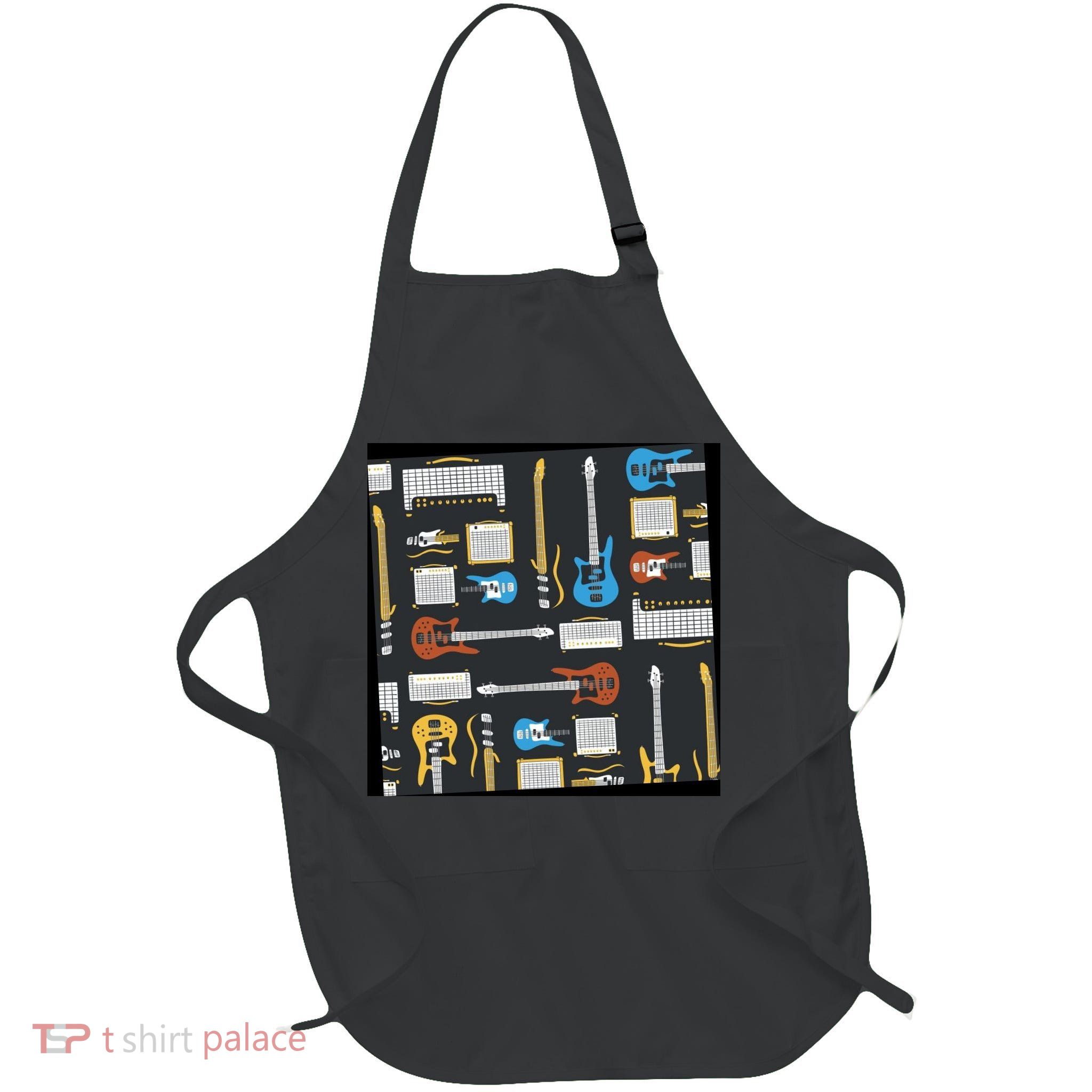 Electric Guitar Musical Full-Length Apron With Pockets