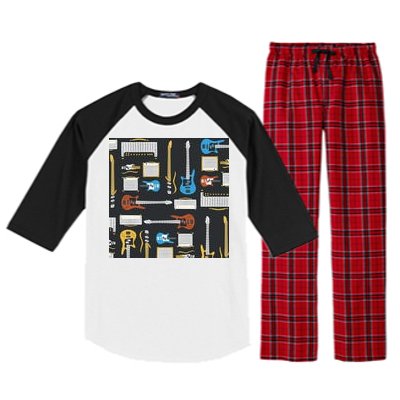 Electric Guitar Musical Raglan Sleeve Pajama Set