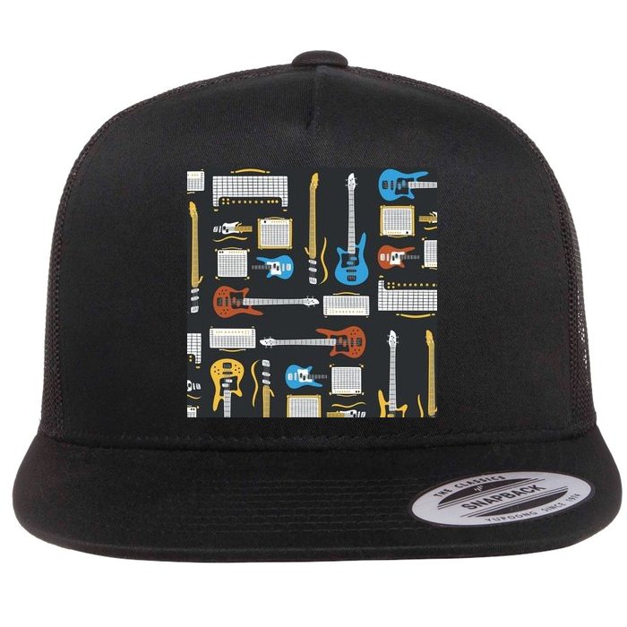 Electric Guitar Musical Flatbill Hat