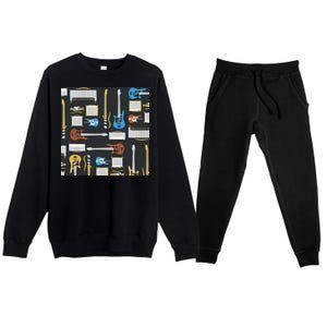 Electric Guitar Musical Premium Crewneck Sweatsuit Set