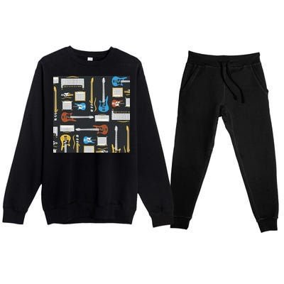 Electric Guitar Musical Premium Crewneck Sweatsuit Set