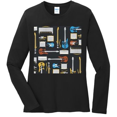 Electric Guitar Musical Ladies Long Sleeve Shirt