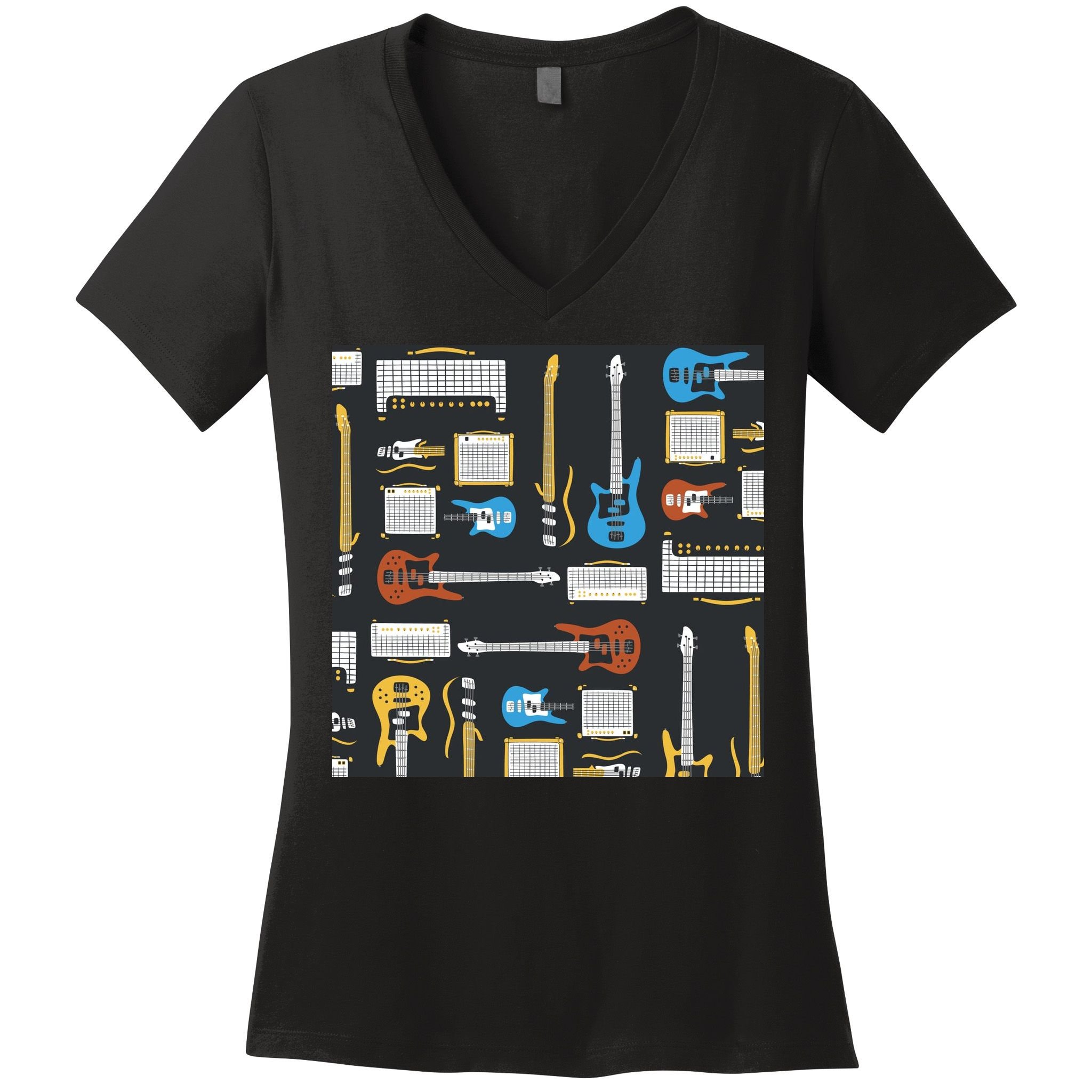 Electric Guitar Musical Women's V-Neck T-Shirt