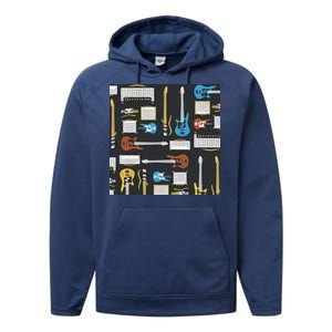 Electric Guitar Musical Performance Fleece Hoodie