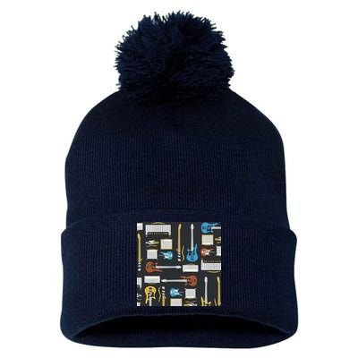 Electric Guitar Musical Pom Pom 12in Knit Beanie