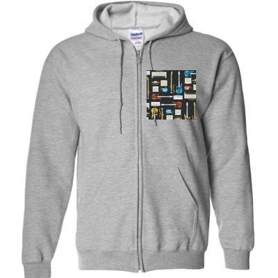 Electric Guitar Musical Full Zip Hoodie