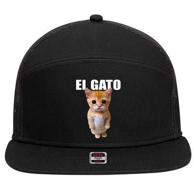 El Gato Meme Sad Crying Cat Munchkin Kitty Meme Trendy 7 Panel Mesh Trucker Snapback Hat