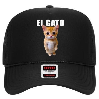 El Gato Meme Sad Crying Cat Munchkin Kitty Meme Trendy High Crown Mesh Back Trucker Hat