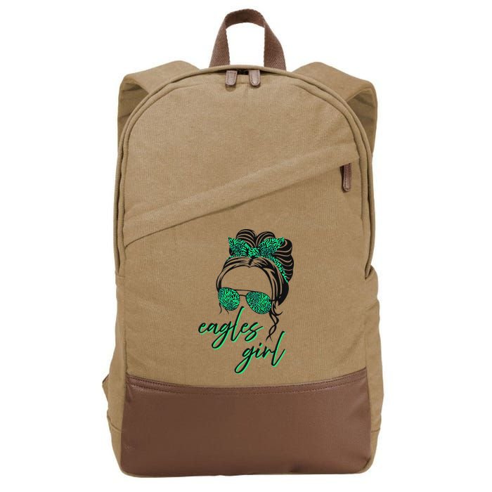 Eagles Girl Messy Bun Cotton Canvas Backpack