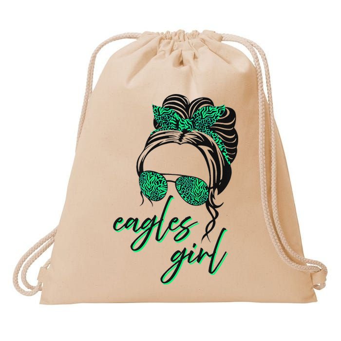 Eagles Girl Messy Bun Drawstring Bag