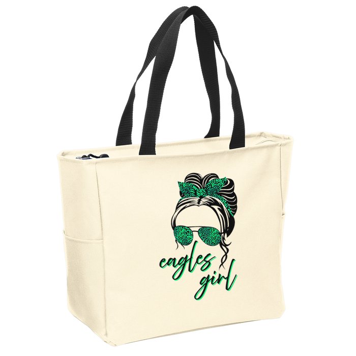Eagles Girl Messy Bun Zip Tote Bag