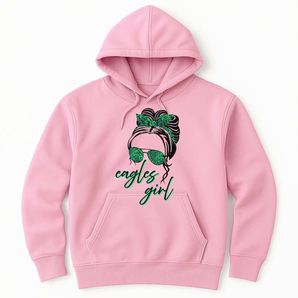 Eagles Girl Messy Bun Hoodie
