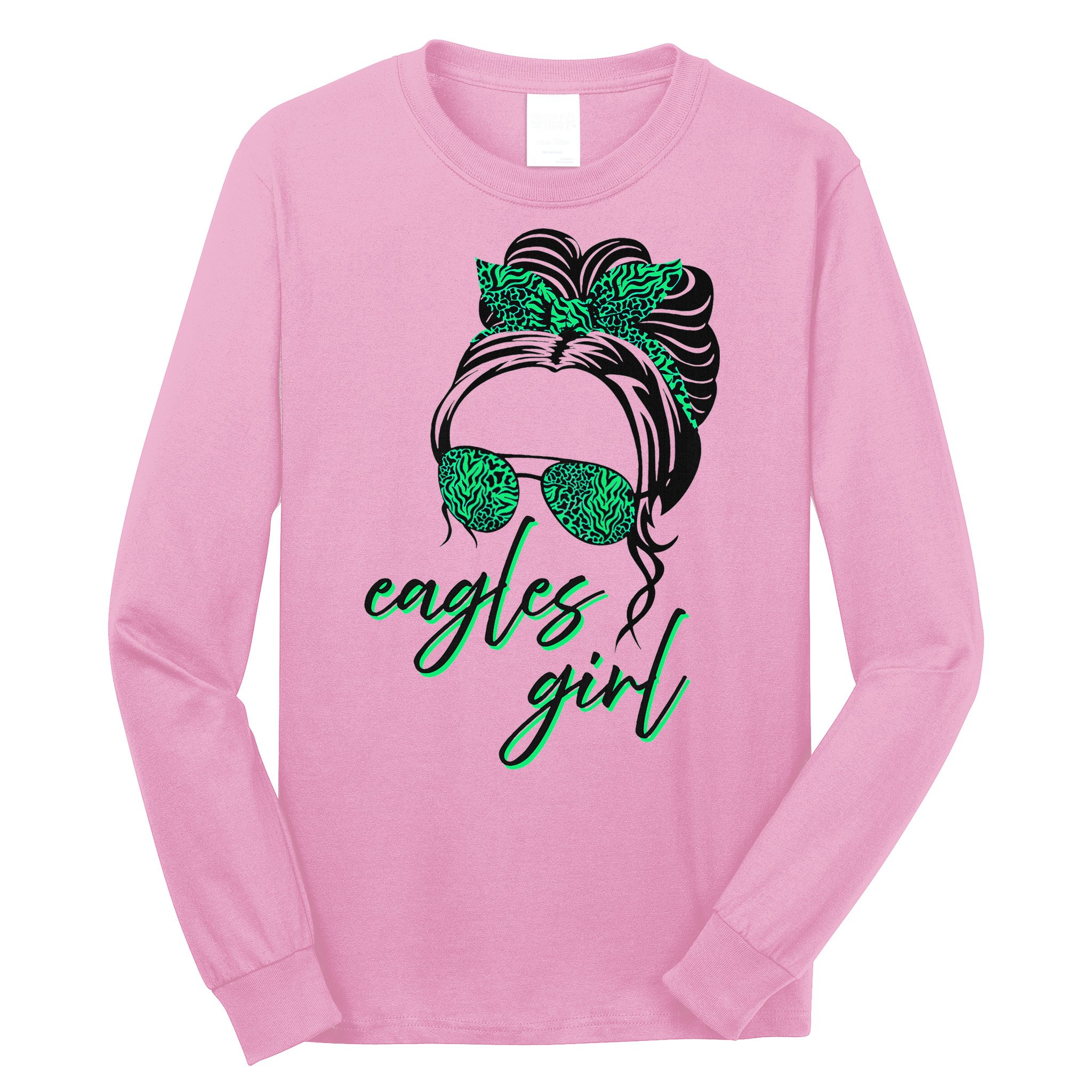 Eagles Girl Messy Bun Long Sleeve Shirt