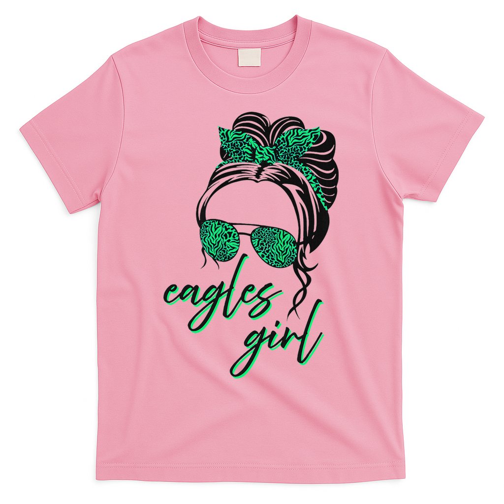 Eagles Girl Messy Bun T-Shirt