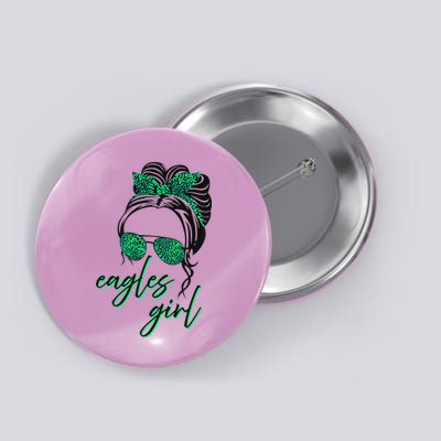 Eagles Girl Messy Bun Button
