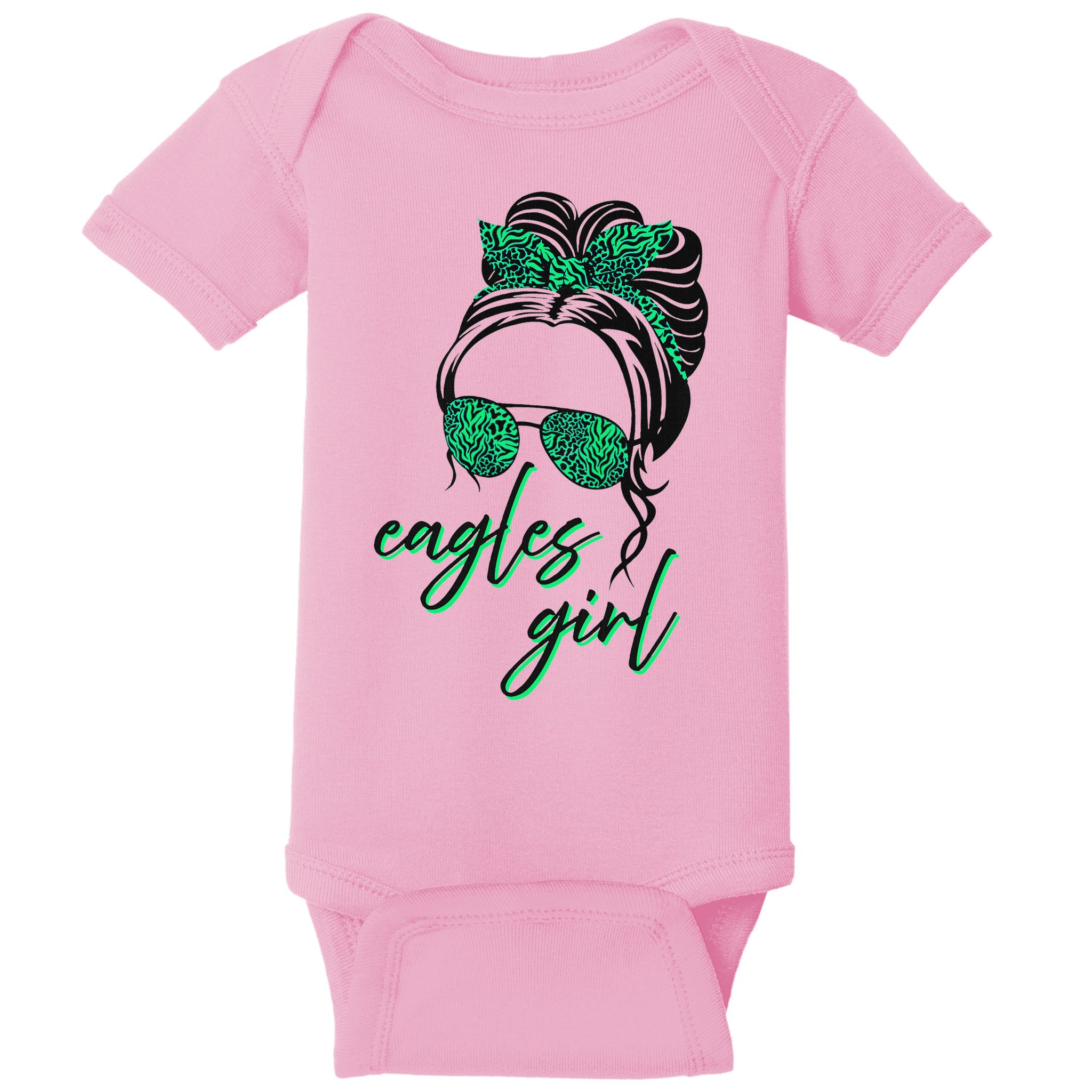 Eagles Girl Messy Bun Baby Bodysuit