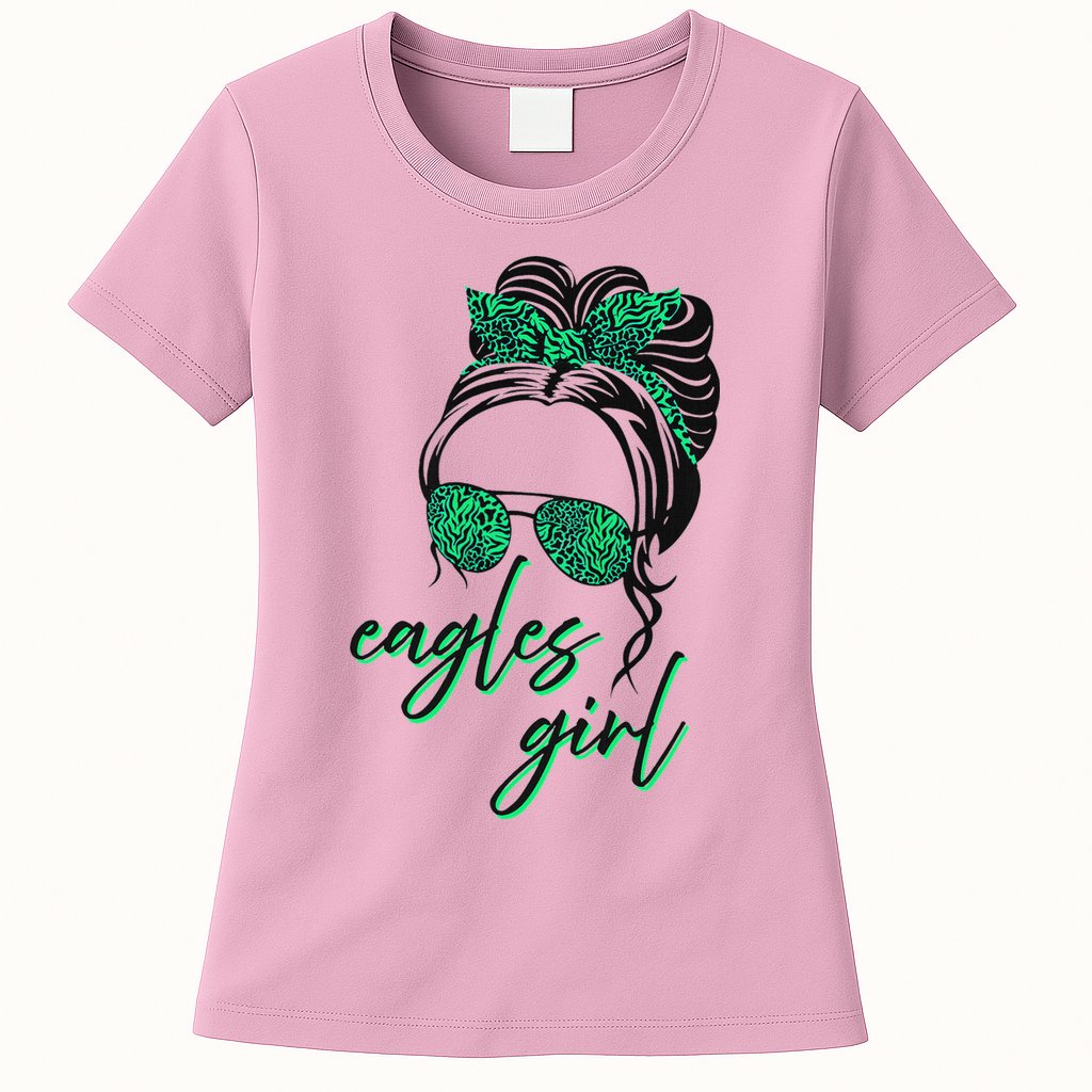Eagles Girl Messy Bun Womens T-Shirt
