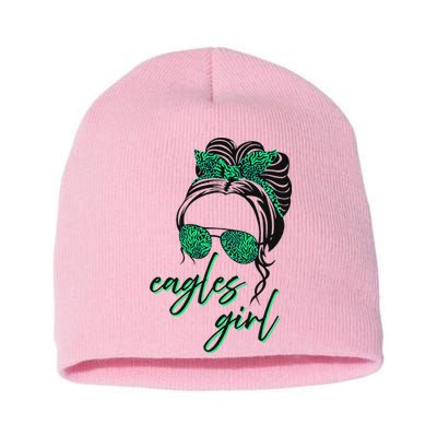 Eagles Girl Messy Bun Short Acrylic Beanie