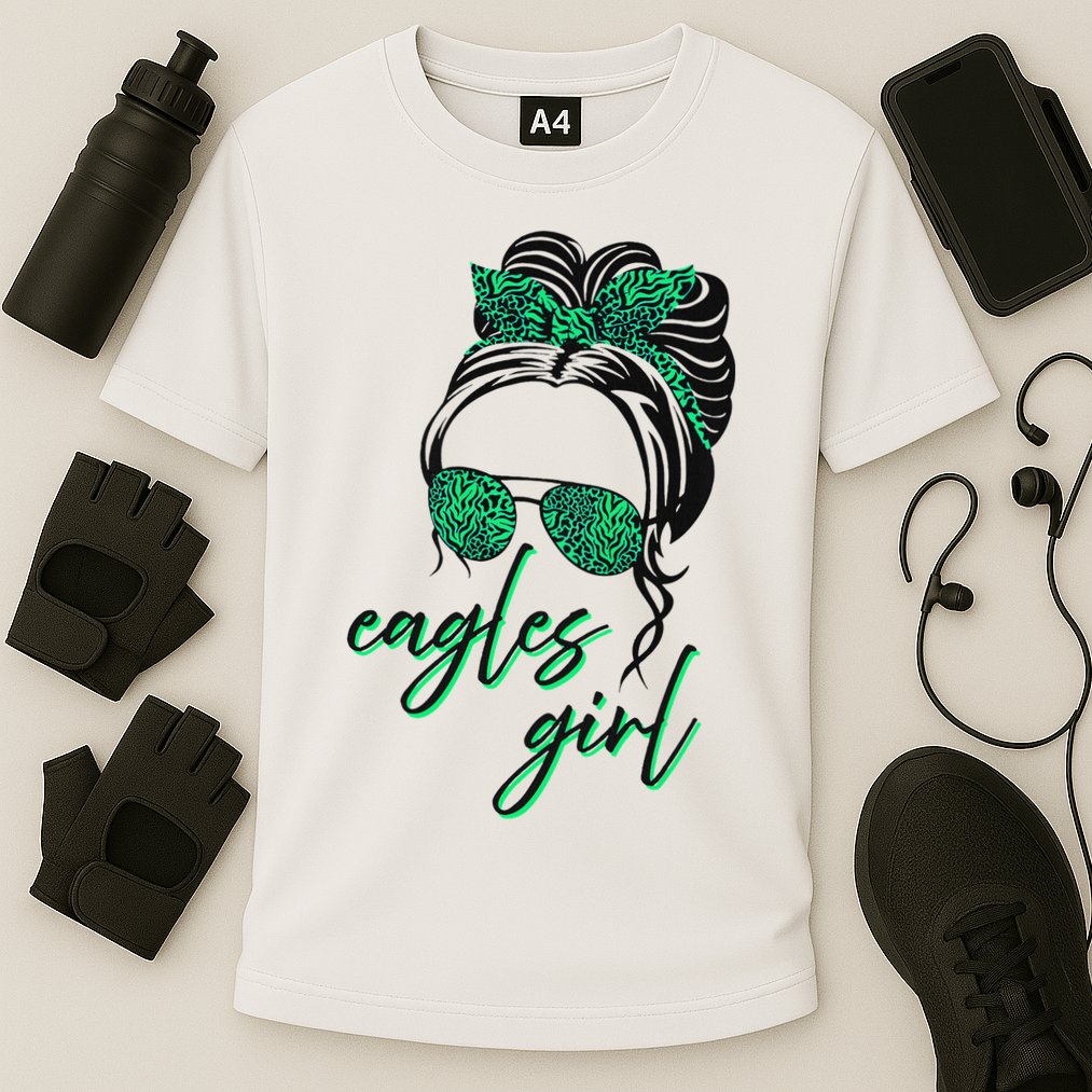 Eagles Girl Messy Bun Cooling Performance Crew T-Shirt