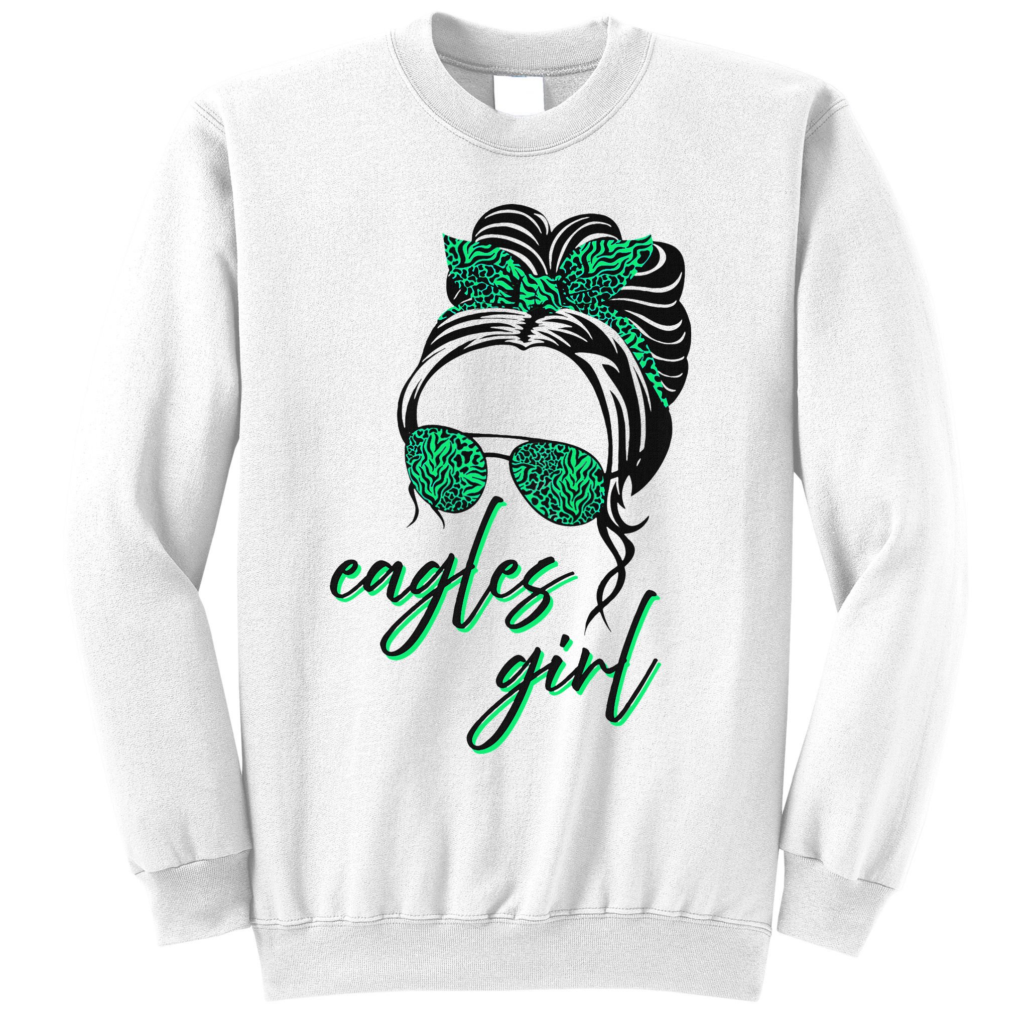 Eagles Girl Messy Bun Sweatshirt