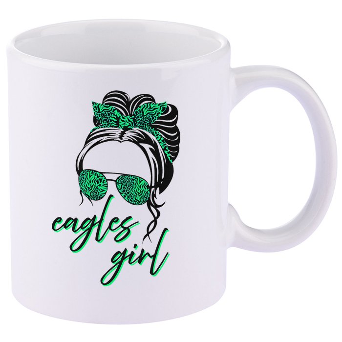 Eagles Girl Messy Bun 11oz C Handle Ceramic Mug