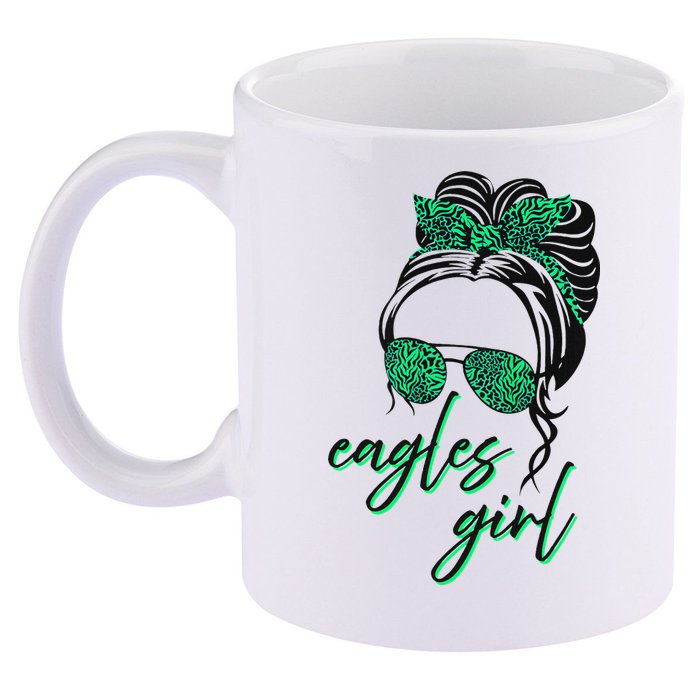 Eagles Girl Messy Bun 11oz C Handle Ceramic Mug