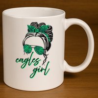 Eagles Girl Messy Bun 11oz C Handle Ceramic Mug
