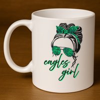 Eagles Girl Messy Bun 11oz C Handle Ceramic Mug