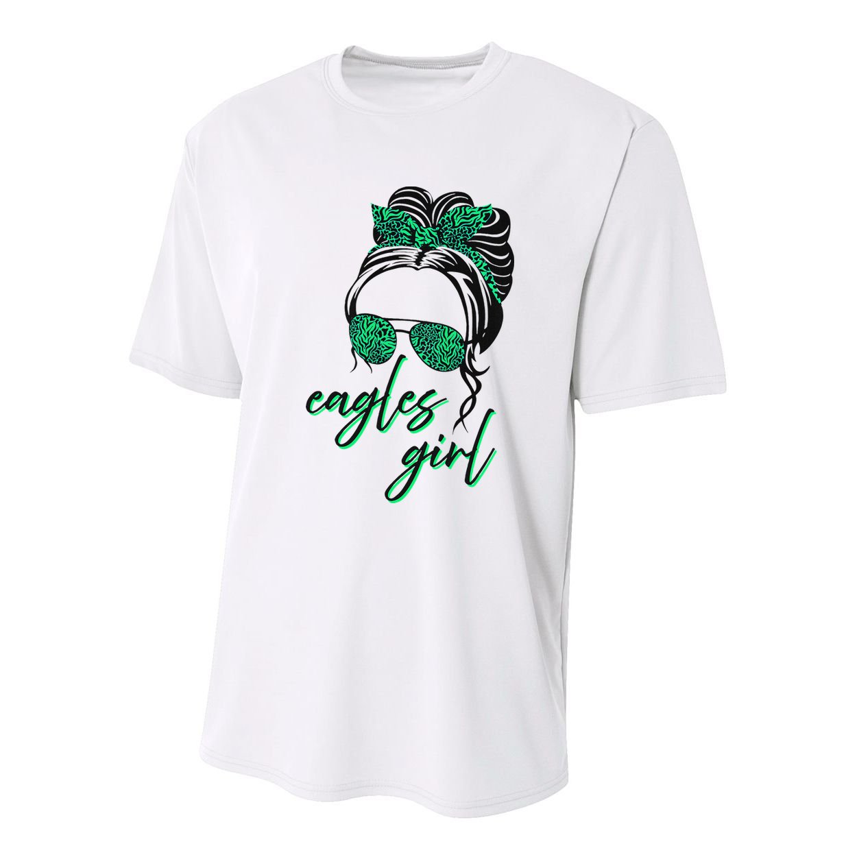 Eagles Girl Messy Bun Youth Performance Sprint T-Shirt
