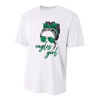 Eagles Girl Messy Bun Youth Performance Sprint T-Shirt