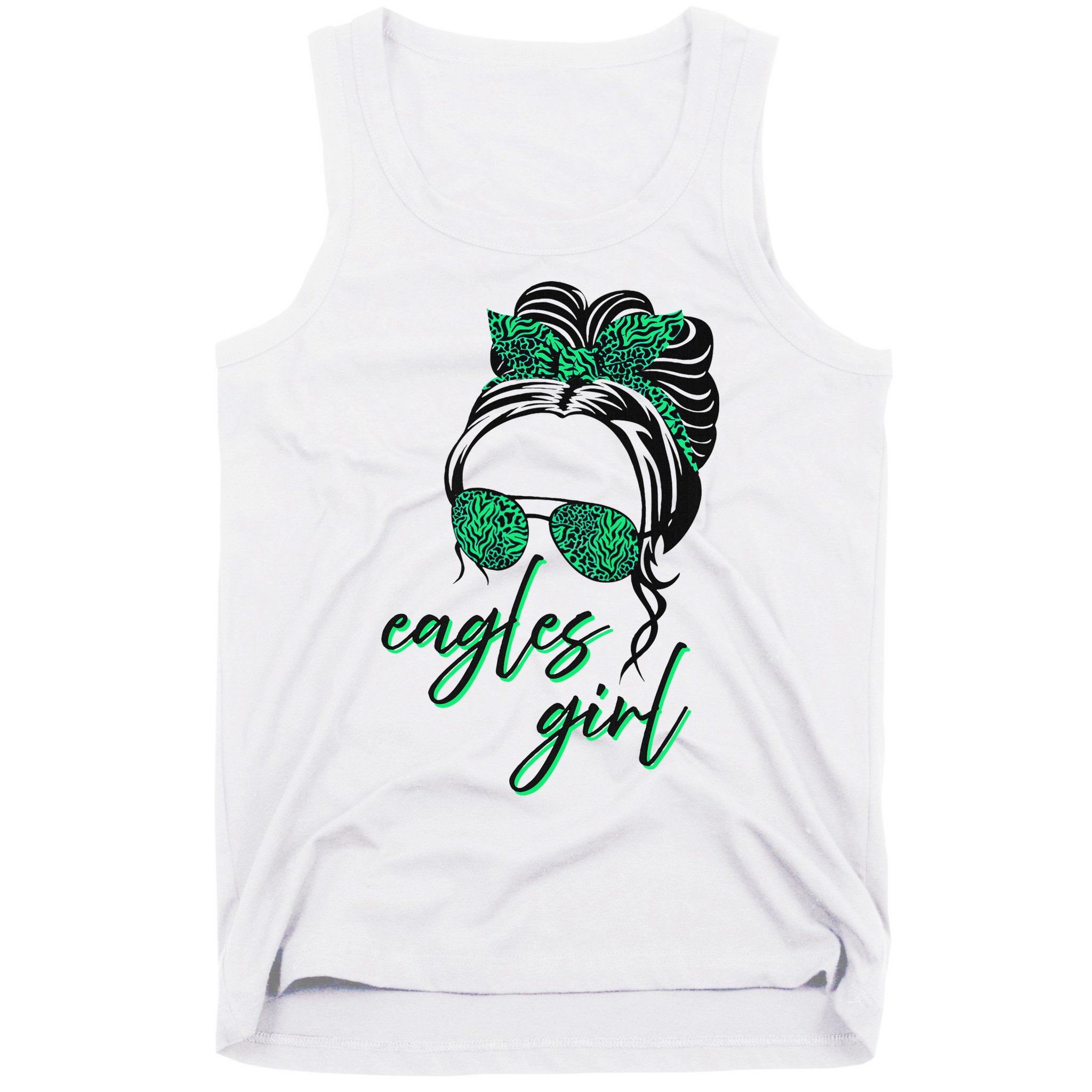 Eagles Girl Messy Bun Tank Top