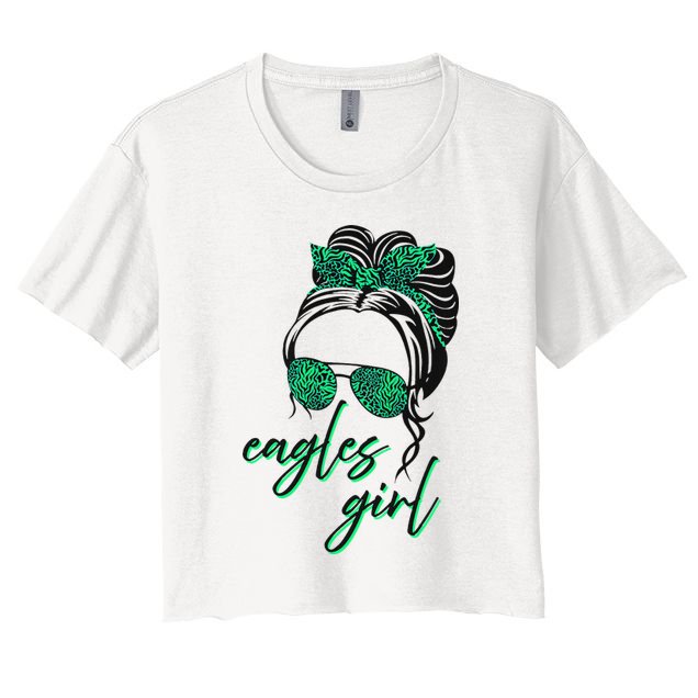 Eagles Girl Messy Bun Crop Top