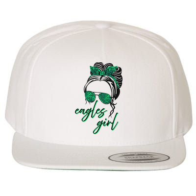 Eagles Girl Messy Bun Wool Snapback Cap