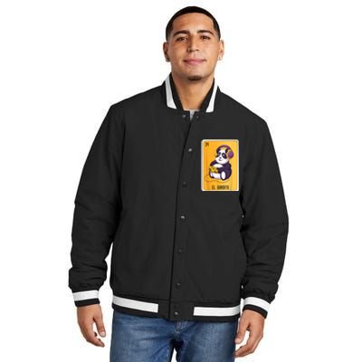 El Gordito Mexican Lottery Bingo Cards Insulated Varsity Jacket