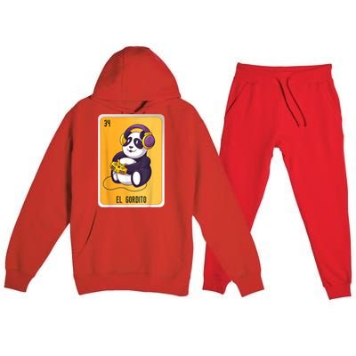 El Gordito Mexican Lottery Bingo Cards Premium Hooded Sweatsuit Set