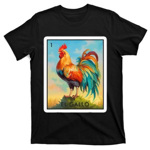 El Gallo Mexican Lottery Bingo Game Traditional Rooster Card T-Shirt