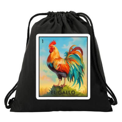 El Gallo Mexican Lottery Bingo Game Traditional Rooster Card Drawstring Bag