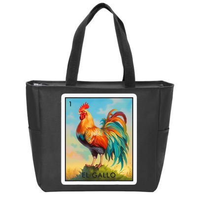 El Gallo Mexican Lottery Bingo Game Traditional Rooster Card Zip Tote Bag