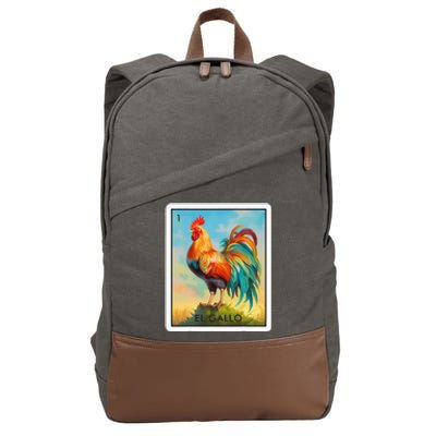 El Gallo Mexican Lottery Bingo Game Traditional Rooster Card Cotton Canvas Backpack