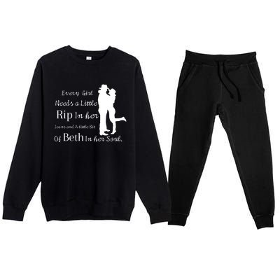 Every Girl Needs A Little Rip In Her Jeans And Beth In Her Soul Premium Crewneck Sweatsuit Set